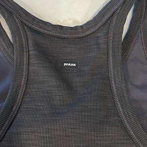 PrAna Becksa Tank Top Black Heather Shelf Bra Compression Stretch Women’s Size S